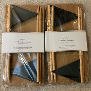 Pottery Barn Black Chalkboard Pennants - Natural Wood Sticks